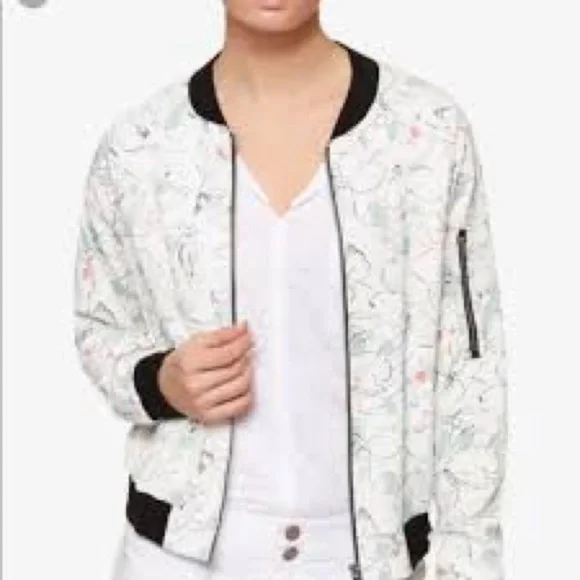 Sanctuary, black,white floral,lightweight,track, zip front bomber jacket SZ-S - Picture 2 of 7